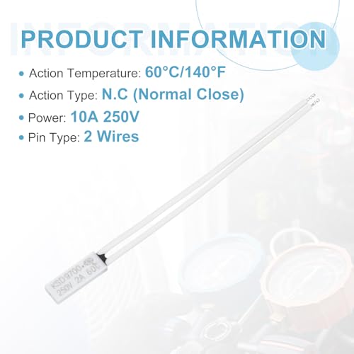 Controlador de temperatura KSD9700 60°C protector térmico NC 250V 2A 4