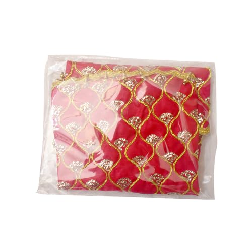 Image of 1 Pc Golden Moti Border Satin Silk Worked Thali-Cover /ThaalPosh /Pooja Thali Cloth for Wedding, janmashtmi, Prasad Plate, ganpati, Navratri, Diwali, Festivals (18 x 18 inch, Red)