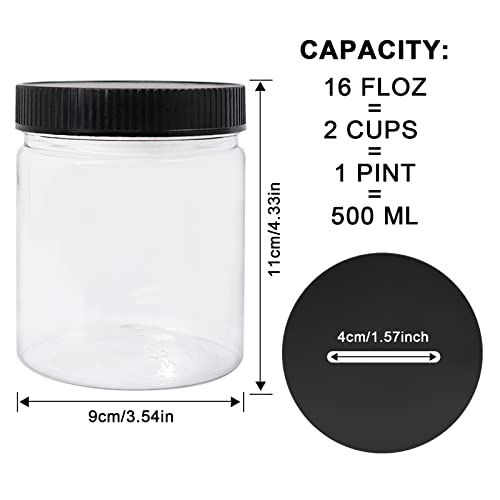 Mczcent Small Clear Plastic Coin Bank Jars 4-Pack, 16oz, with Black Slotted Lids, for Adults Teens Kids, Size 3 - Image 2