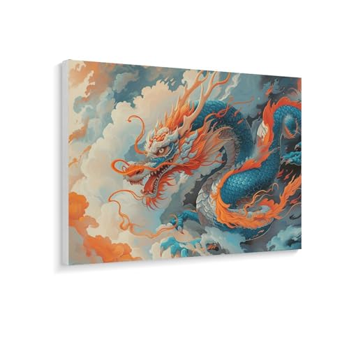数字油絵 ラッセン 雲の中を飛ぶドラゴン デジタル油絵 数字キットによる絵画 DIY絵 手塗り 奇妙な動物 動物イラストアート 数字キット塗り絵 壁飾り ホーム オフィス装飾 数字塗り絵 手工芸 初心者 大人 子供 贈り物 60×45cm