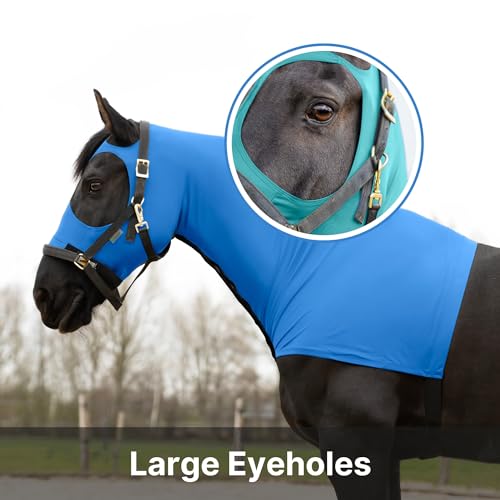 Image of RESISTANCE Premium Horse Hood Full Zipper with Face & Forelock Saver - Horse Sleazy Slickers and Horse Care Sheet