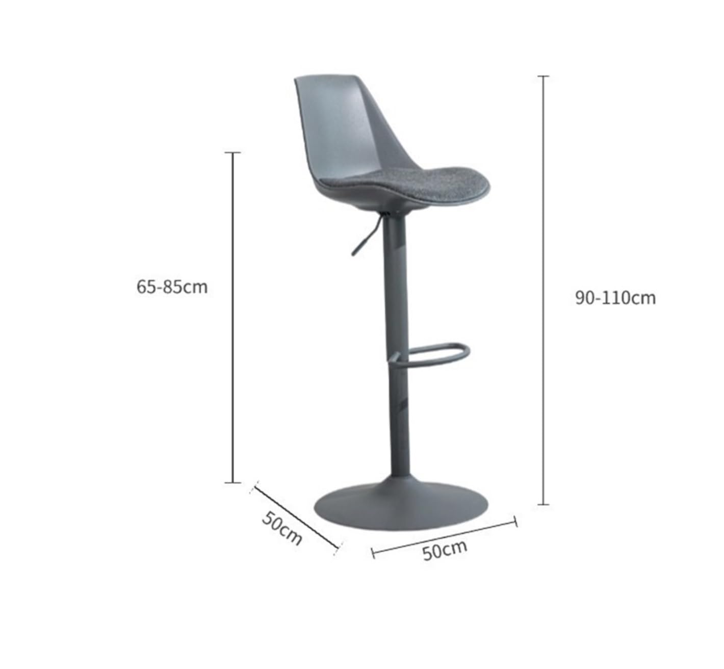Chaise De Bar Tabouret De Bar Nordique, Chaise Longue Moderne for Café, Haute en Fer Forgé Comptoir de Bar(Grey)