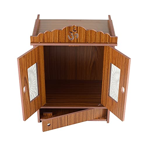 MIDU Pooja Mandir for Home Wall Hanging MDF Wooden Temple with Door Brand (Wooden 1)