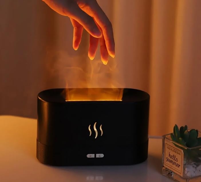 Diffuseur ultrasonique de parfum brume fraîche et lampe LED flamme