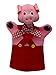 Marionnette à Main Les Trois Petits Cochons Rouge 26 cm Jouet en Peluche Animaux en Peluche pour Garçons Filles Jouet Interactif pour Le Théâtre et Les Jeux de Rôles