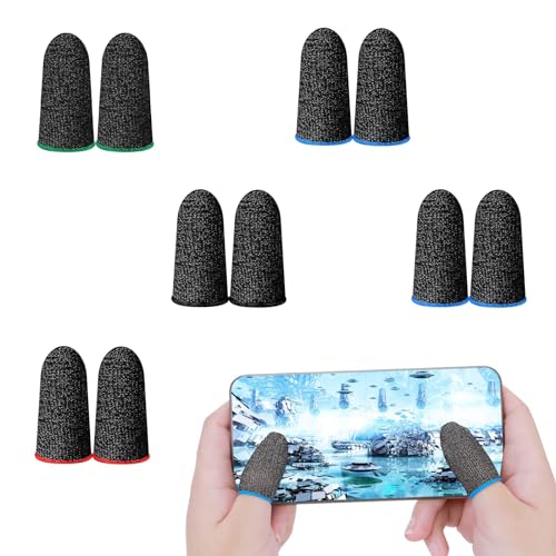 XIXKOLYU 10 Manchons à Doigts pour téléphone Portable, Jeu de téléphone Portable, étui de Protection Anti-Transpiration - Compatible avec Les appareils de téléphone Portable, Tablette, 5 Couleurs
