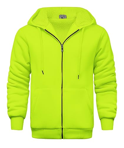 Image of V VALANCH Men Hoodies Zip Up Sherpa Lined Sweatshirts Heavyweight Thick Warm Fleece Winter Jacket