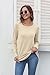 HIYIYEZI Womens O Neck Sweatshirt Side Split Loose Casual Plus Tee Shirts (2X-Large,Beige)