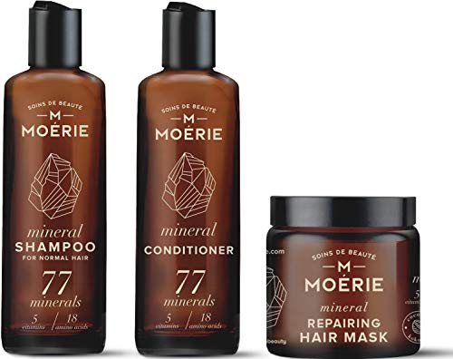 MOERIE Shampoo Set 3-teilig - Haarwachstum Shampoo, Conditioner & Haarmaske gegen Haarausfall - natürlich Haarwachstum beschleunigen - Veganes Haarwuchsmittel Frauen & Männer - Mineralien & Coffein Cover