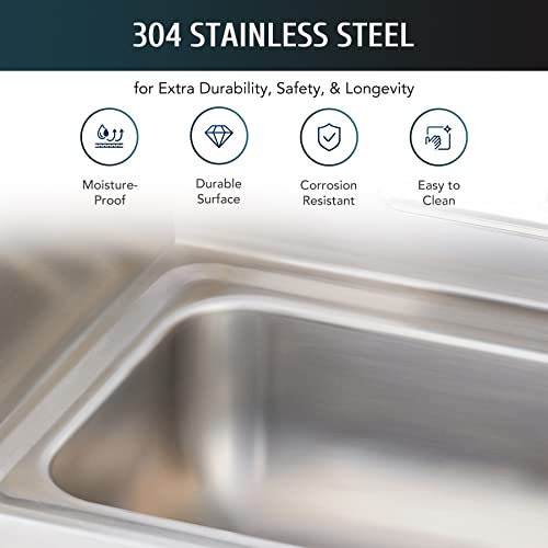 WILPREP Commercial Stainless Steel Sink for Hand Washing, NSF Commercial Utility Sink with Faucet and Side Splash, Wall Mount Kitchen for Restaurant Bar RV Bathroom Laundry Room (17 x 15 Inches)