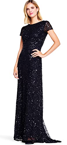 Adrianna Papell Women's Short-Sleeve All Over Sequin Gown