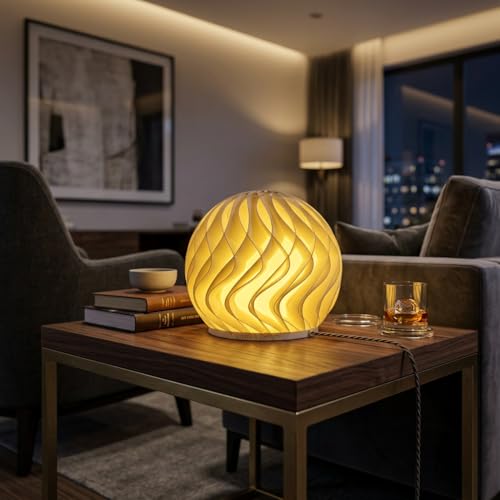 Image of USB Powered Decorative Table Lamp with Warm Yellow 10W LED - Ambient Night Light for Bedroom, Living Room, Desk & Home Decor | Eco-Friendly Warm Glow Lamp (IRIS)