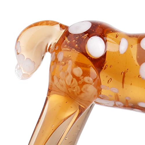 Romacci Escultura de veado feito à mão Obras de arte em vidro azul Rena marrom Pacote de presente Si