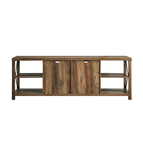 Walker Edison Rustic Modern Farmhouse Metal And Wood Tv Stand For Tv's Up To 80" Universal Tv Stand For Flat Screen Living Room Storage Cabinets And Shelves Entertainment Center, 70 Inch, Rustic Oak #TOP7