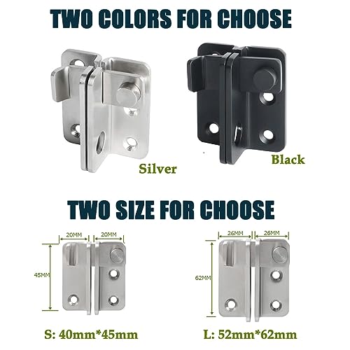 Litensh Shed Lock Gate Lock Gate Latch Padlock Hasp Stainless Steel Flip Door Bolt Latch Lock for Wooden Gates Garden Cupboard Pet Cage Right Open Silver S: 40 x 45 - Image 3