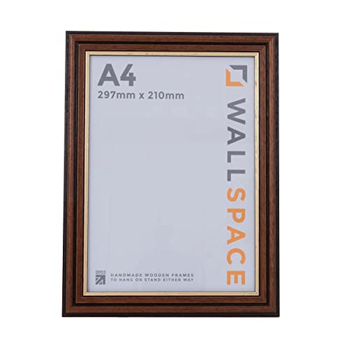 A4 Traditional Mahogany frame | Brown and Gold Line A4 Photo | Dark Wood A4 Certificate