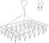 DARUITE Stendipanni in Acciaio Inox, Stendibiancheria Antivento con 40 Pinze,Sock Dryer Rack,Stendino Calzini,Mollette per Calzini,Biancheria Intima, Reggiseni,Vestiti per Bambini,Guanti