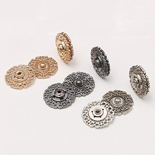 Supvox 10Pcs Metal Snap Buttons Flower Shaped Snap Fasteners Sew On Buttons Press Studs For Diy Sewing Crafting Clothing 30Mm (Black) #TOP2