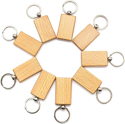 Auear, Blank Wooden Key Chain Wood Keychain Key Ring Key Tags Personalized Edc Or Best Gift Craft (Rectangle, 10 Pack) #TOP5