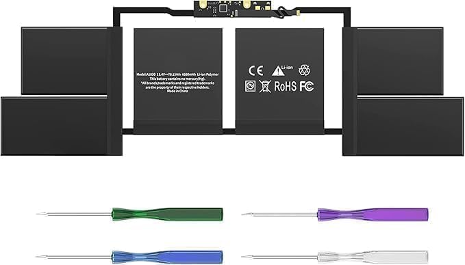 New Replace battery for MacBook Pro 15" A1707 (2016/2017), A1820, 11.4V, 76.15Wh/6680mAh.