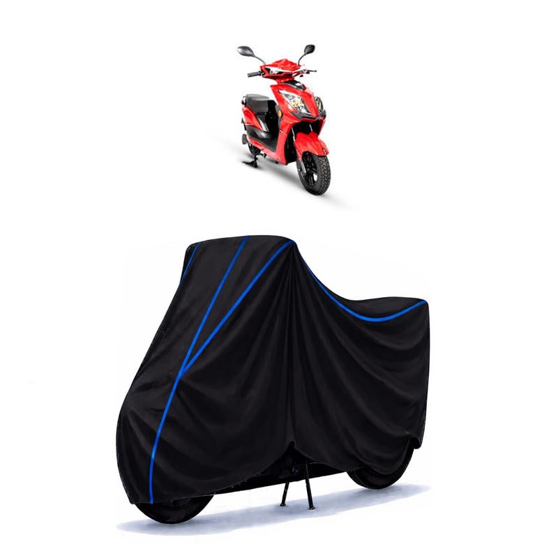 Image of Scooty Cover Water Resistant for EeVe | Universal Scooter & Bike Cover | Heavy Duty UV Protection | Dust, Rain & Scratch Protection | Elastic Fit All Weather Indoor Outdoor | Black with Blue Piping