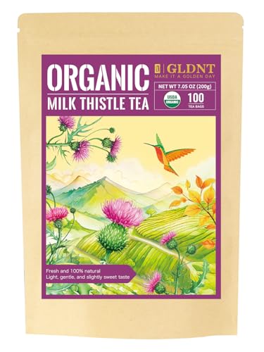 GLDNT Organic Milk Thistle Tea, Organic Milk Thistle Seed Herbal Tea 100 ct