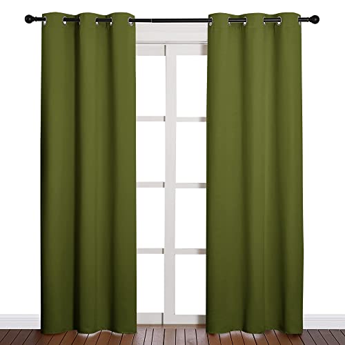 Image of NICETOWN Holiday Christmas Decor Thermal Insulated Solid Grommet Blackout Curtains /Drape for Living Room (1 Pair, 42 by 84 inches, Olive Green)