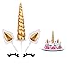 Decoración de unicornio para tartas de cumpleañosJuego decorativo que incluye cuerno, orejas y pestañas de unicornio.Decoración de unicornio para fiesta del bebé, boda y cumpleaños. (Dorado)