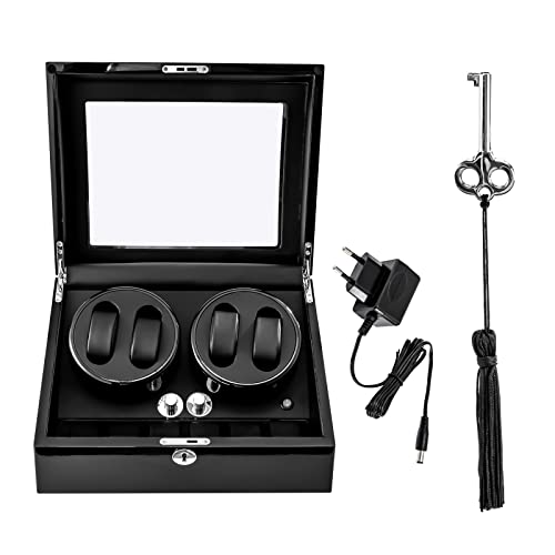 YISSALE Remontoir de montre automatique avec moteurs silencieux 4 + 6 LED Design auto-stop pour montres automatiques Noir, Noir Cover