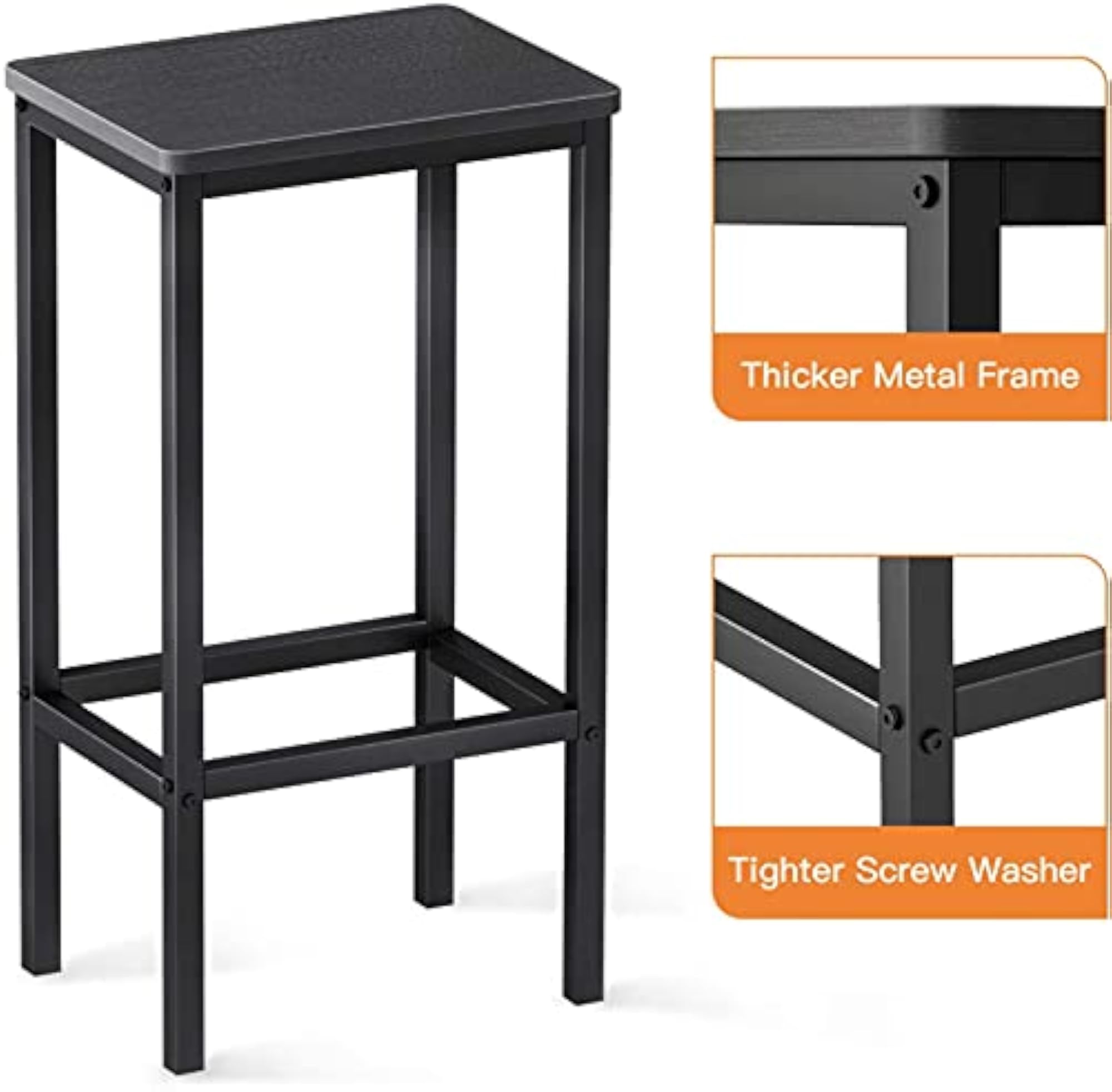 Set of 2 Retro Bar Stools with Footrest, Industrial Style