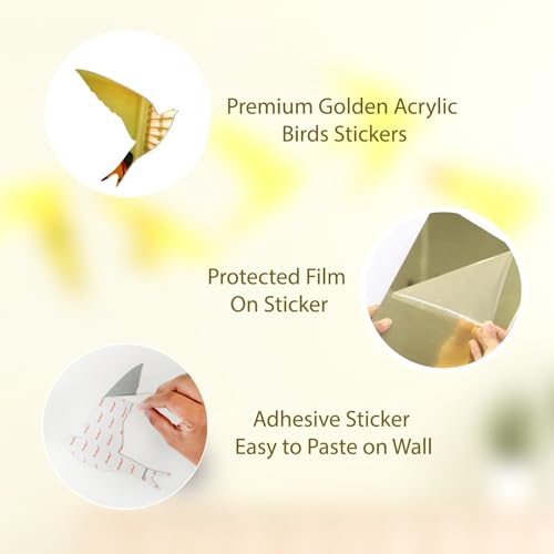 Image of Special You Birds Acrylic Stickers for Home Decoration, Living Room, Aesthetic Wall Decor Stickers for Bedroom, Birds Stickers for Decoration, Acrylic Mirror Wall Decor Sticker - 5 pcs
