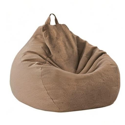 Image of Large Small Lazy Sofas Cover Chairs Without Filler Linen Cloth Lounger Seat Bean Bag Pouf Puff Couch Tatami Living Room Beanbags (BROWEN, 70x80cm)
