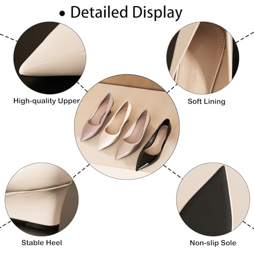 Women's Patent Leather Classic 2.17-Inches Wedges Pumps Fashion Comfortable Pointed Closed Toe Slip On Shallow Mouth High Heel Dressy Shoes for Wedding Work Office Party3
