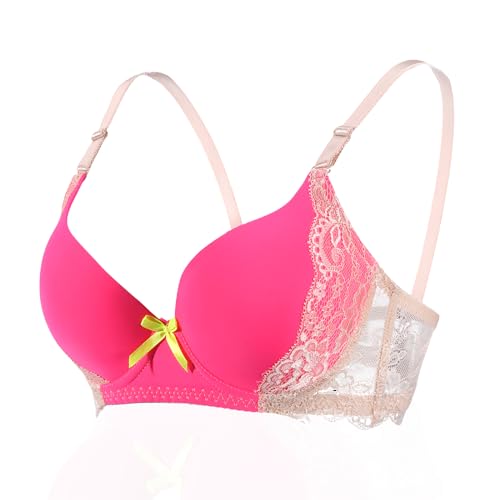 Image of YooMee Push Up Bra for Women,Lace Bras with Underwire Cups,Comfort Padded T-Shirt Bra Add One Cup
