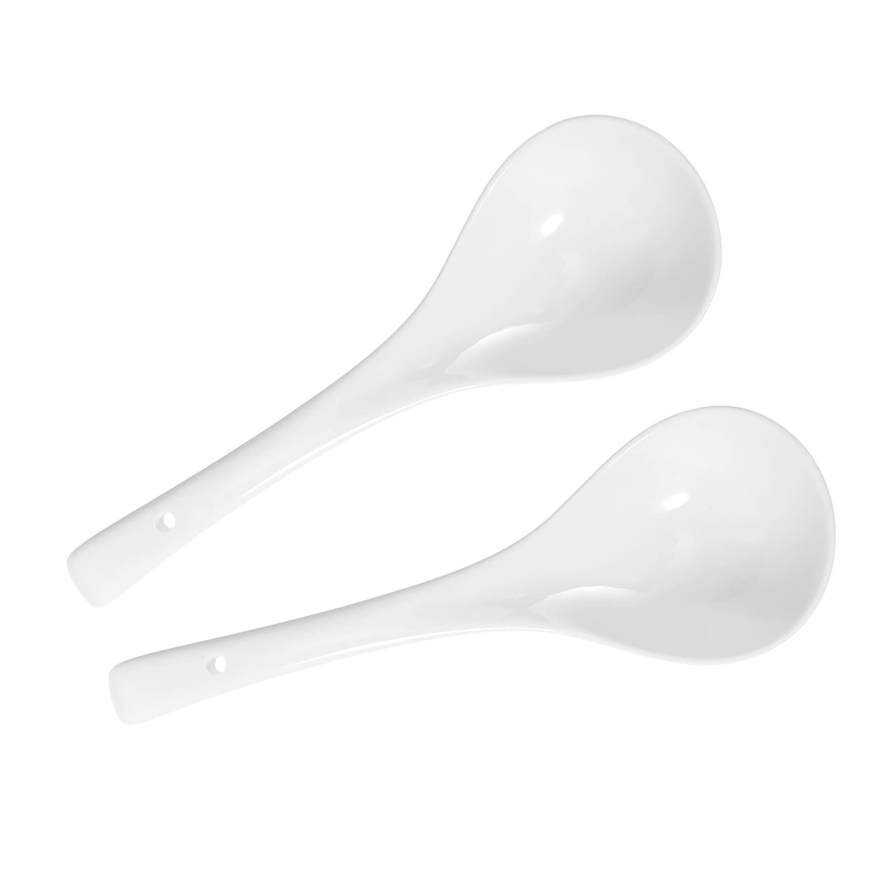 Juego de 2 Cucharas Grandes de Porcelana, de Cerámica de Color Blanco, Profundas y Resistentes, para Servir Sopa en Casa y Hoteles