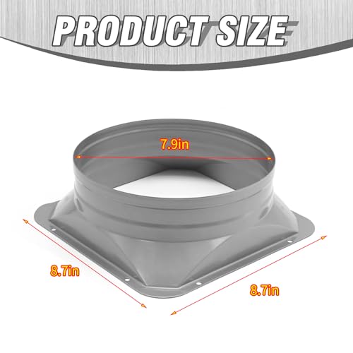 ZUDKSUY 8 Inch Duct Connector Flange,Metal Square Pipe Connector to Round Interface Air Duct Metal Straight Pipe Flange for Ventilation,Cooling, Heating and Air Conditioning Systems