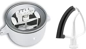 KitchenAid KSMDRTVICE3 2-Quart Ice Cream Maker &amp; Flex Edge Beater Package Stand Mixer Attachments