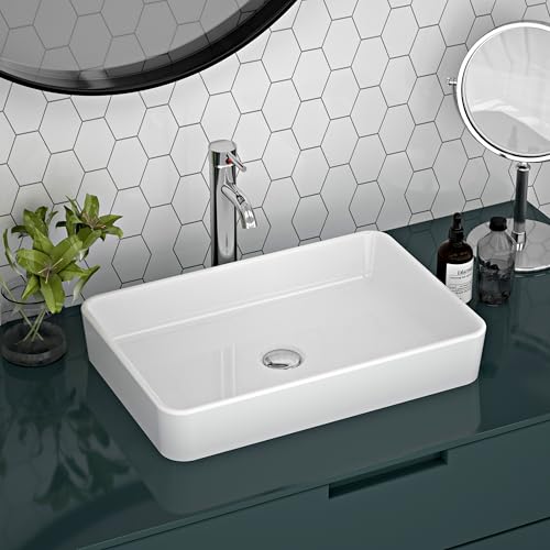 Lavabo Baño DeerValley Lavabo Rectangular en Cerámica Blanca para WC, 505 x 340 mm