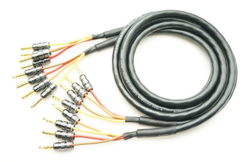 MOGAMI 2972 バイワイヤリング対応 2本ペア 24金メッキ ベリリウム銅製 バナナプラグ付 スピーカーケーブル (4本-4本) (1.5m)