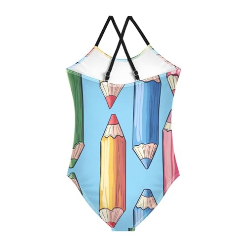 ZZKKO Colored Pencils Girls Swimsuit One Piece Bathing Suit for Baby Girls' Swimwear 3-10T2