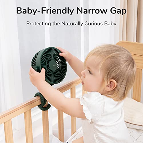 Jisulife Stroller Fan, Baby Fan 4000Mah Battery Operated, Fan For Stroller With 4 Speeds, Stroller Fan Rechargeable 720°Rotatable, Stroller Fan Clip On For Baby Carseat/Crib/Golf Cart/Treadmill -Green #TOP7