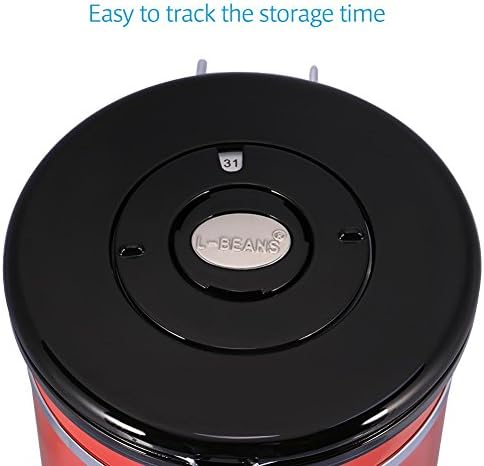 1.5L Coffee Container Airtight Stainless Steel Coffee Bean Container Food Storage Canister Preserves Food Freshness Perfect for Coffee Beans, Grounds, Tea & Dry Goods with Built-in Calendar(Wine Red)