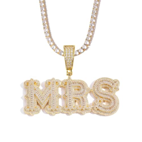 Custom Chain Name Necklace Personalized Letter Pendant Bubble Custom Necklace Iced Out Customized Jewelry Rope Chain for Hip Hop Men Rapper Women