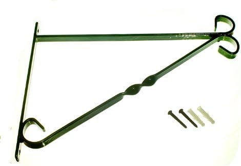 24 X Bracket for 14 Inch Hanging Basket Green Plastic Coated Steel + Fixings
