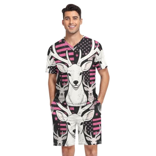 Camisas de pijama con estampado de camuflaje de caza y ciervos para hombre