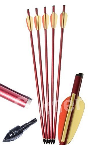 5 x 20" Anglo Arms Alloy Aluminum Crossbow Xbow Bolts Arrows With Steel Tip End