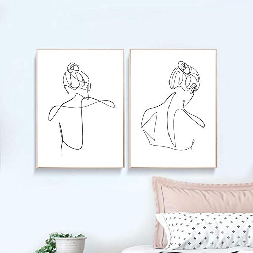 Décoration murale chambre avec ce duo d'affiches femme abstraite style scandinave