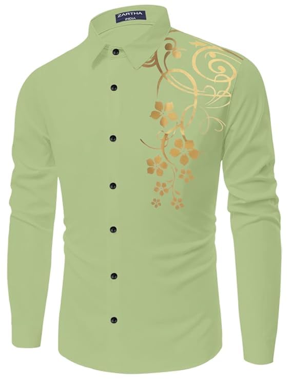 Image of Men's Solid Cotton Regular Fit Full Sleeve Collared Neck Casual Shirt for Men Stylish Latest, Formal