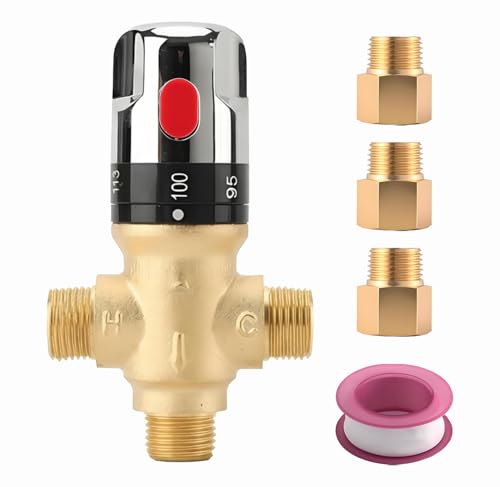 TreMax Thermostatic Mixing Valve, Shower Water Mixing Valve, With 1/2&ldquo;G to 1/2&lsquo;&rsquo; NPT...