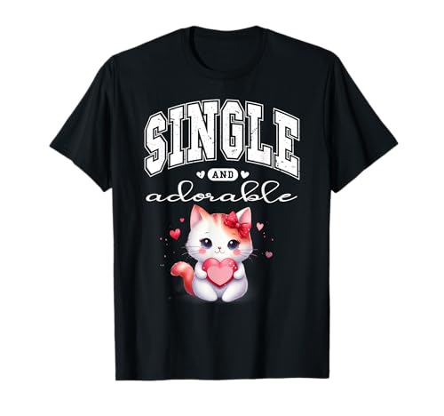 Lindo gatito blanco divertido individual y adorable 2025 Anti Valentine Camiseta
